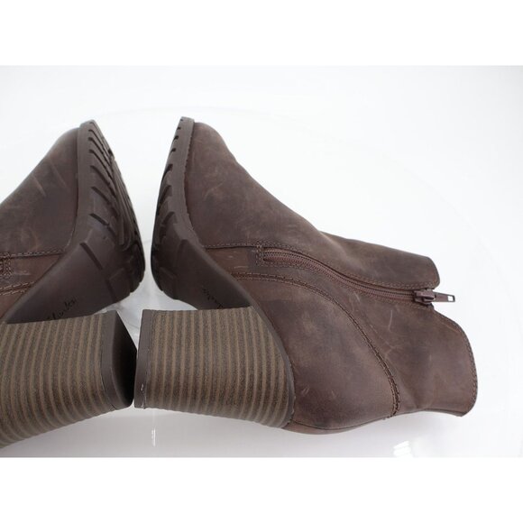 Clarks Women's Verona Trish Boot Size 9 Block Heel Bootie Brown Leather Comfy - Picture 8 of 12